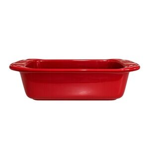 Longaberger Pottery Woven Traditions Paprika Red Small Loaf Baking Dish NEW